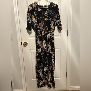 Floral Black wide leg jumpsuit
